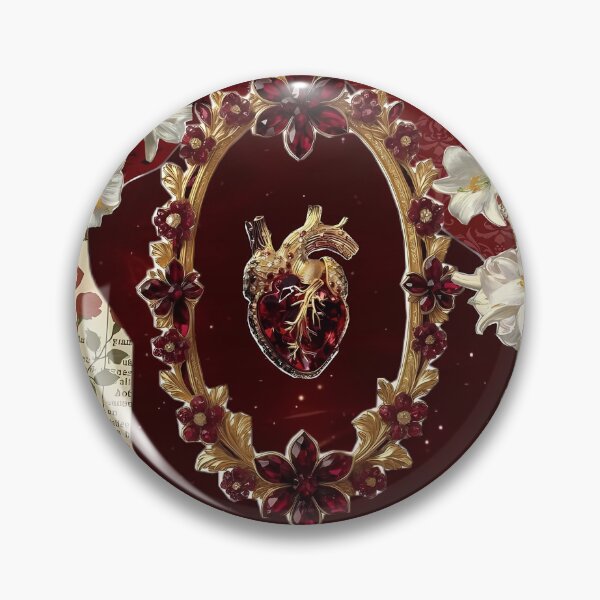 Item preview, Sacred Ruby Heart & Gold Floral Frame - Dark Academia Collage designed and sold by SnowyLines.