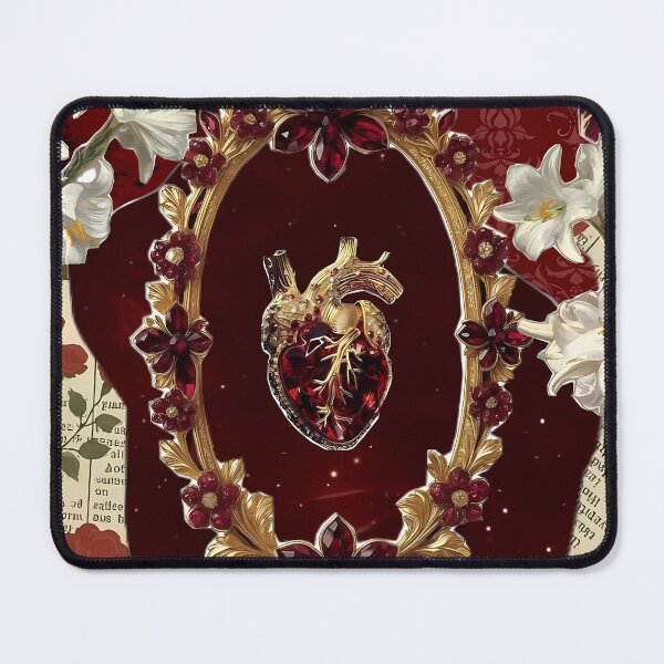 Item preview, Sacred Ruby Heart & Gold Floral Frame - Dark Academia Collage designed and sold by SnowyLines.