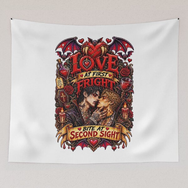 Item preview, DARK LOVE ❤️ - MONSTER ROMANCE COLLETION -  VAMPIRE LOVE -  LOVE AT FIRST FRIGHT - BITE AT SECOND SIGHT - GAY PRIDE designed and sold by WheelieGdArt.