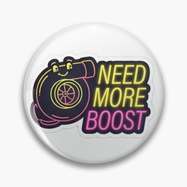 Item preview, "Need More Boost" – Cute retro turbocharger line-art illustration with neon text designed and sold by littleearty.