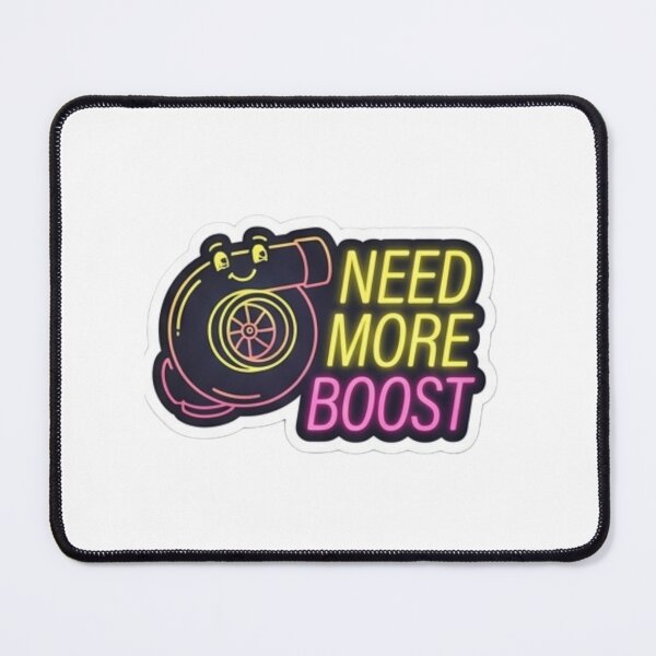 Item preview, "Need More Boost" – Cute retro turbocharger line-art illustration with neon text designed and sold by littleearty.