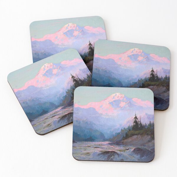 Item preview, Mount McKinley and McKinley River pink sunset landscape painting by Sydney Mortimer Laurence designed and sold by Jéanpaul  Ferro.