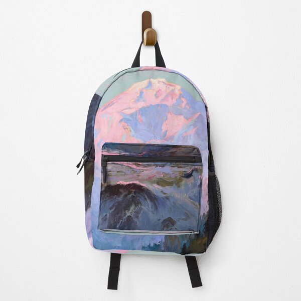 Item preview, Mount McKinley and McKinley River pink sunset landscape painting by Sydney Mortimer Laurence designed and sold by Jéanpaul Ferro.