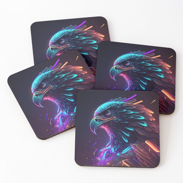 Item preview, Neon Eagle Portrait Synthwave Cyberpunk Art designed and sold by NeonRealmsStudio.