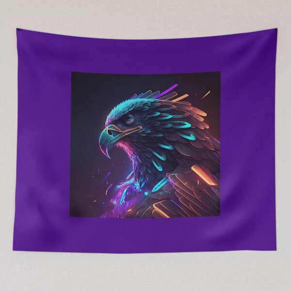 Item preview, Neon Eagle Portrait Synthwave Cyberpunk Art designed and sold by NeonRealmsStudio.