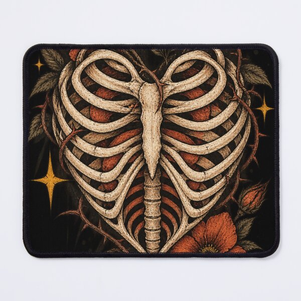 Item preview, Rib Cage Heart – Gothic Floral Anatomy Illustration designed and sold by @SHINTOSARTSTORE.