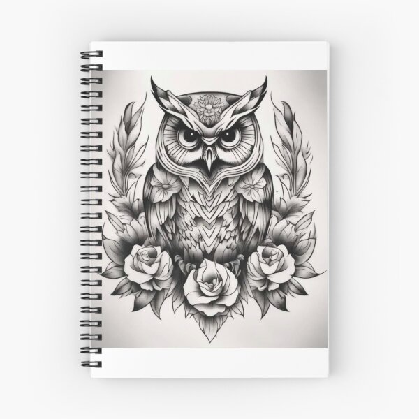 Item preview, Owl Roses Vintage Gothic Tattoo Design designed and sold by EchoWave11.