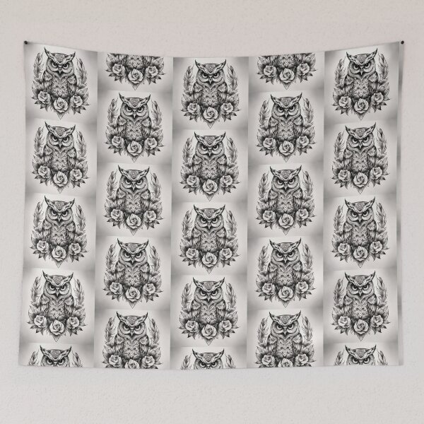 Item preview, Owl Roses Vintage Gothic Tattoo Design designed and sold by EchoWave11.