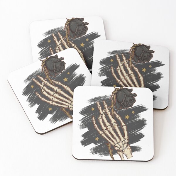 Item preview, Skeleton Hand with Black Rose – Gothic Minimalist Design designed and sold by @SHINTOSARTSTORE.