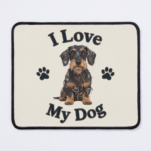 Item preview, Black and Tan Wire-Haired Dachshund Denim Patch Art designed and sold by JeanSnout.