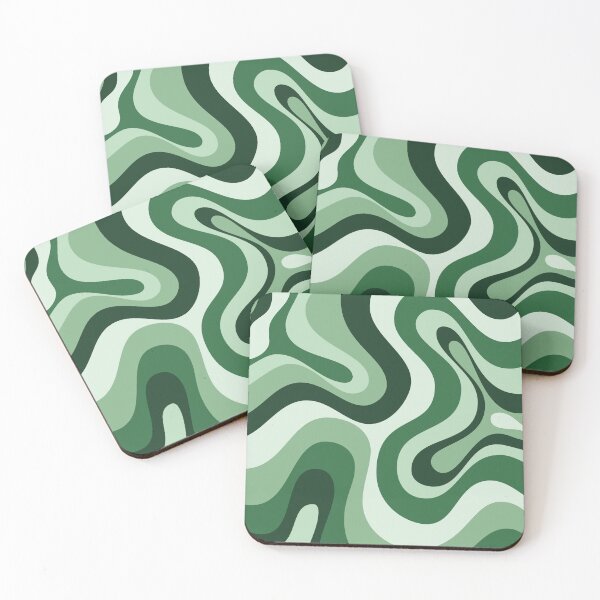 Item preview, Liquid Swirl Retro Abstract in green tones, Cream, and White designed and sold by Differenceee.