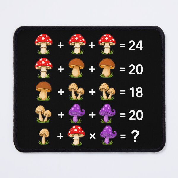 Item preview, Mushroom Math Equations Brain Teaser Puzzle on Black Shapes Mania designed and sold by Shapes-Mania.