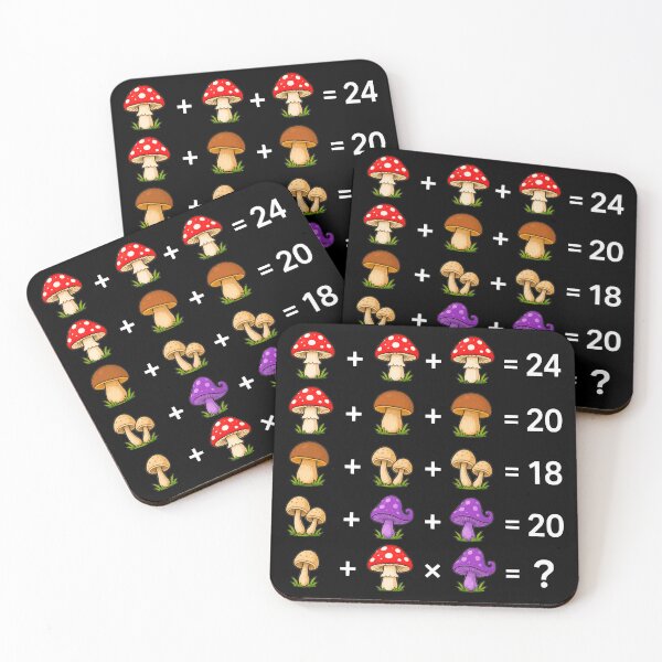 Item preview, Mushroom Math Equations Brain Teaser Puzzle on Black Shapes Mania designed and sold by Shapes-Mania.