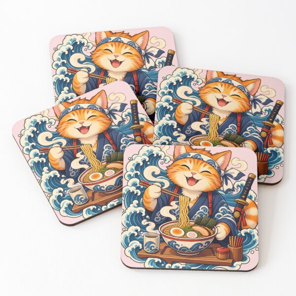 Item preview, Samurai Ramen Cat Japanese Wave Art designed and sold by WelLarsDigitals.