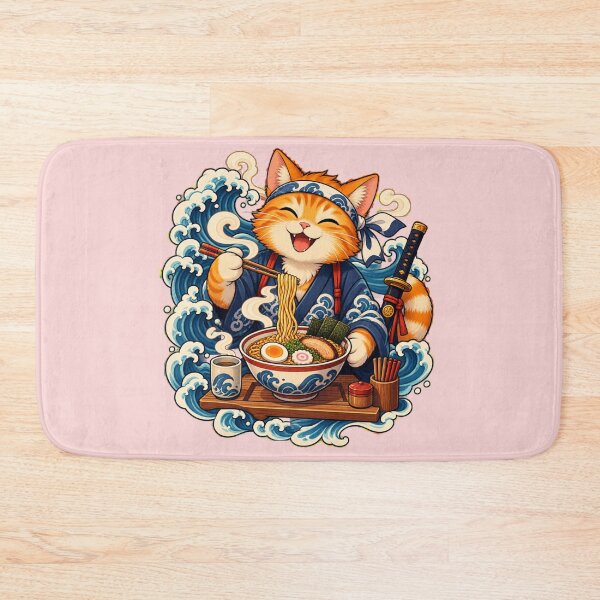 Item preview, Samurai Ramen Cat Japanese Wave Art designed and sold by WelLarsDigitals.