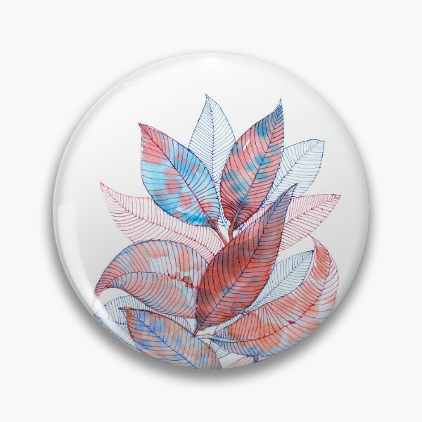 Item preview, Blue Pink Botanical Leaves: Watercolour Line Art designed and sold by ArithraStudio.