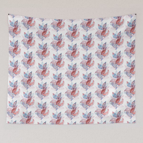 Item preview, Blue Pink Botanical Leaves: Watercolour Line Art designed and sold by ArithraStudio.