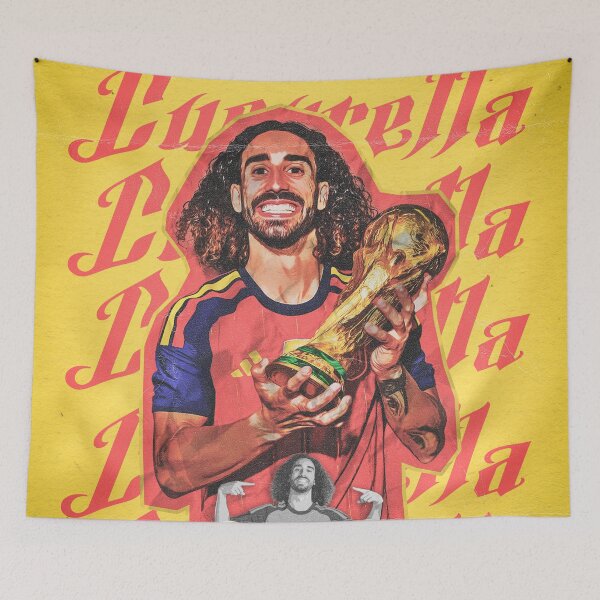 Item preview, Marc Cucurella Spain World Cup Trophy Football Graphic Poster designed and sold by Shopunte.