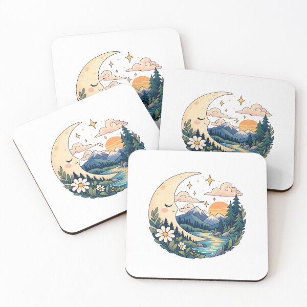 Item preview, Dreamy moonlit mountains designed and sold by ALunaCrafts.