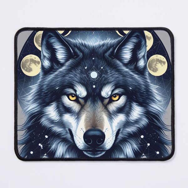 Item preview, Blue Mystic Wolf Moon Card designed and sold by ameetlumiere.