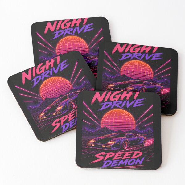 Item preview, Night Drive Speed Demon Synthwave Retro Car designed and sold by Freestyle Prints.
