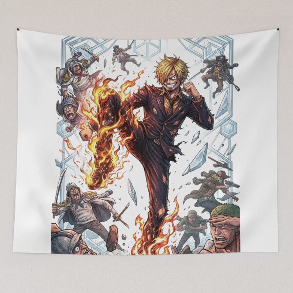 Aperçu de l'œuvre One Piece Sanji Fire Kick Anime Art créée et vendue par FreakToons.
