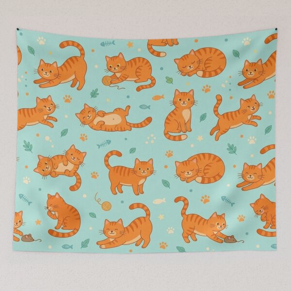 Item preview, Cute Orange Cats Seamless Pattern designed and sold by lungpleecha.