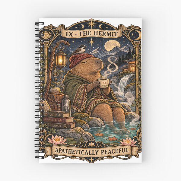 Item preview, The Hermit Capybara Tarot Card - Funny Cottagecore Coffee Art designed and sold by zhivago1980.