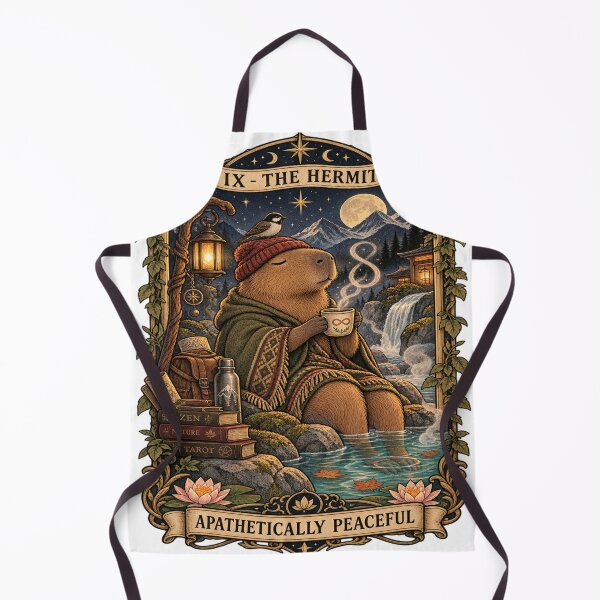 Item preview, The Hermit Capybara Tarot Card - Funny Cottagecore Coffee Art designed and sold by zhivago1980.