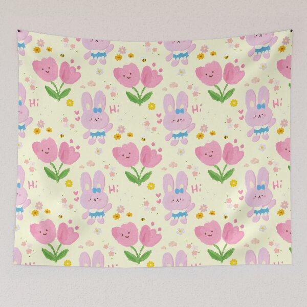 Item preview, Kawaii Bunny Tulip Spring Pattern designed and sold by jianina-alondra.