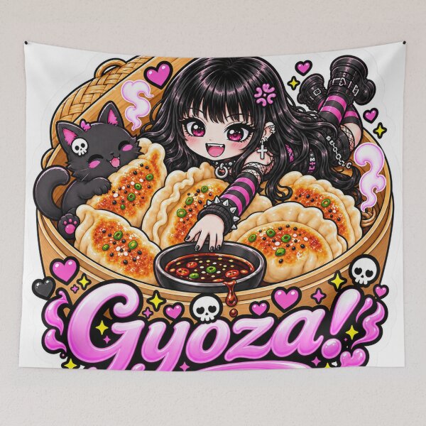 Item preview, Goth Food Gremlin Loves Gyoza designed and sold by AnnekeJordaan.