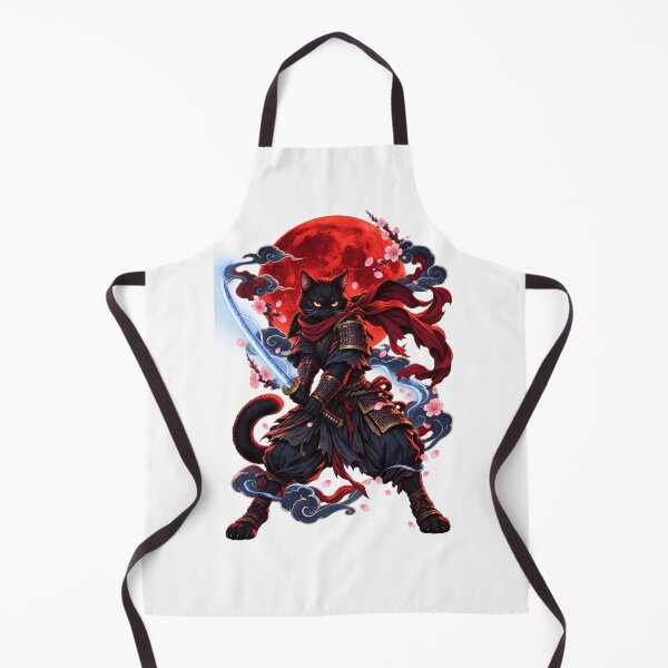 Item preview, Black Samurai Cat Under Crimson Moon designed and sold by WelLarsDigitals.