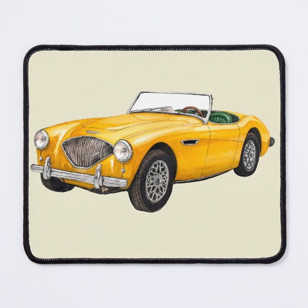 Item preview, Classic Car Austin Healey 3000 Yellow Watercolor designed and sold by SuperMama1973.