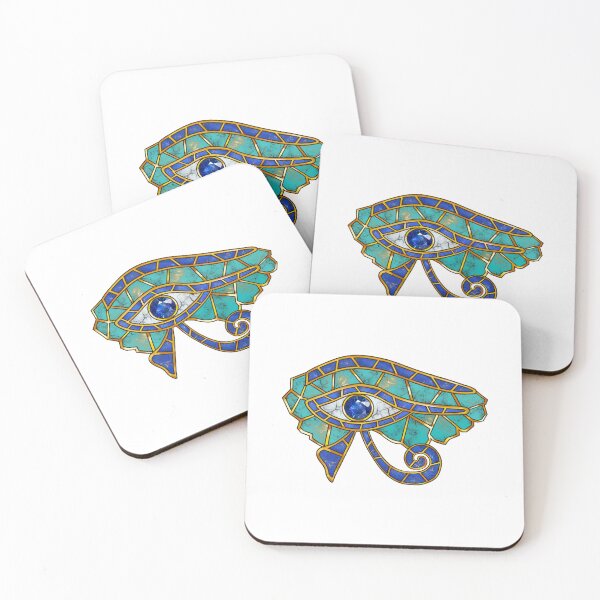Item preview, Egyptian Eye of Horus Mosaic Gold Turquoise Jewelry⁠ designed and sold by LittleHappiness by Kamollak .