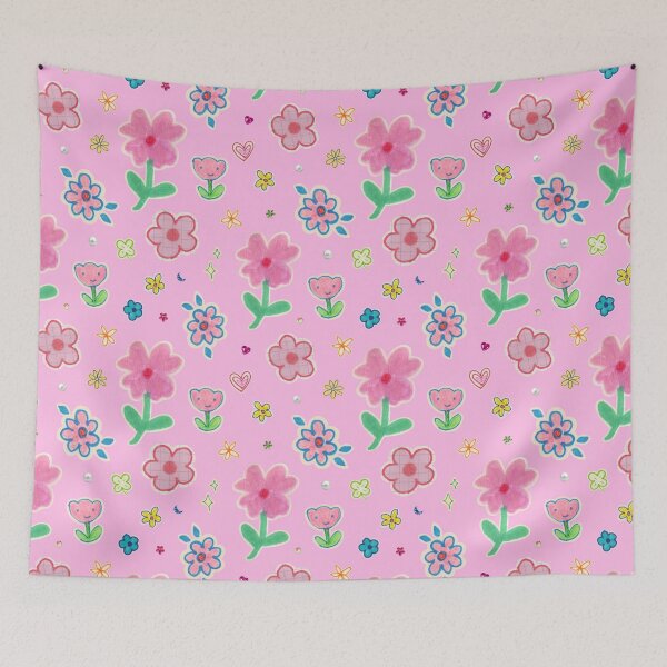 Artikelvorschau, Retro Kawaii Pink Funky Floral Pattern entworfen und verkauft von jianina-alondra.
