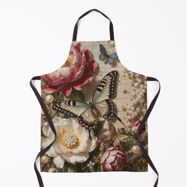 Item preview, Baroque Peonies Pearls and Vintage Butterfly Wallpaper designed and sold by DMarquiseArt.