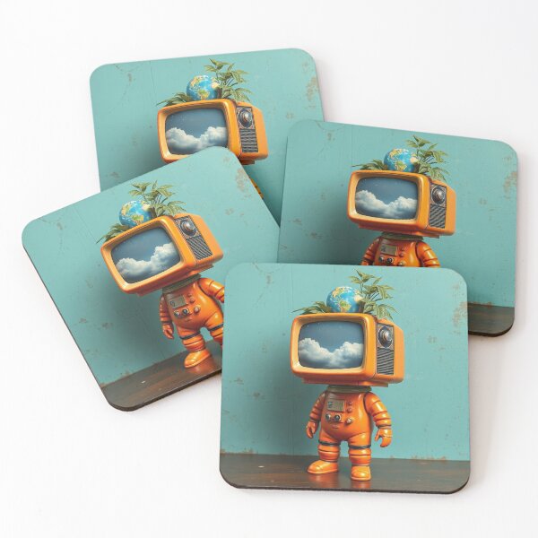 Item preview, Cute Orange Retro TV Robot Sprout Art designed and sold by Cine8.