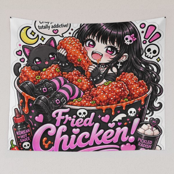 Item preview, Goth Food Gremlin Loves Fried Chicken designed and sold by AnnekeJordaan.