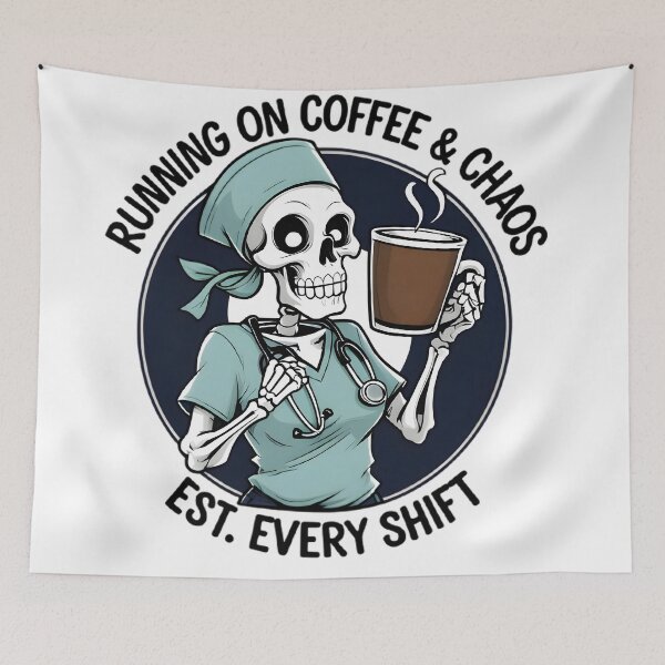 Item preview, Funny Nurse Skeleton Coffee Chaos Humor Gift Mug Tee designed and sold by Chuanski2405.
