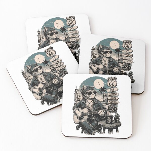 Item preview, Route 66 Rocker Cat - Coffee and Adventure Edition designed and sold by victorstudioart.
