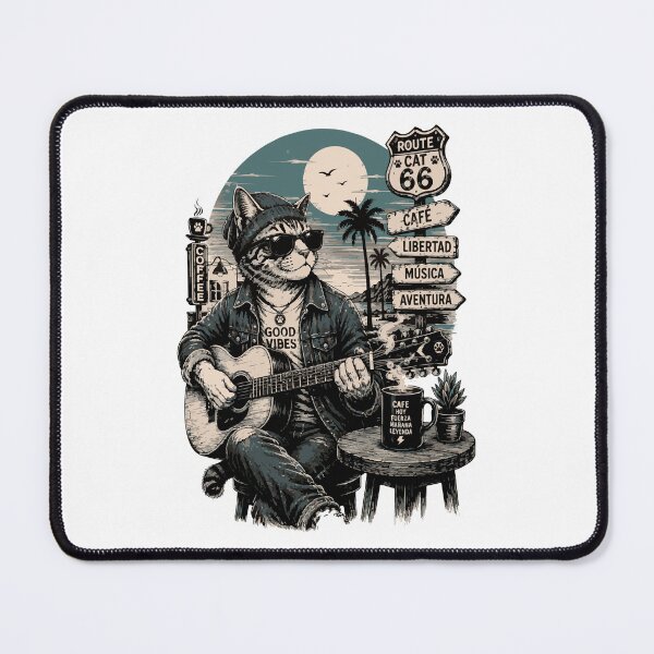Item preview, Route 66 Rocker Cat - Coffee and Adventure Edition designed and sold by victorstudioart.