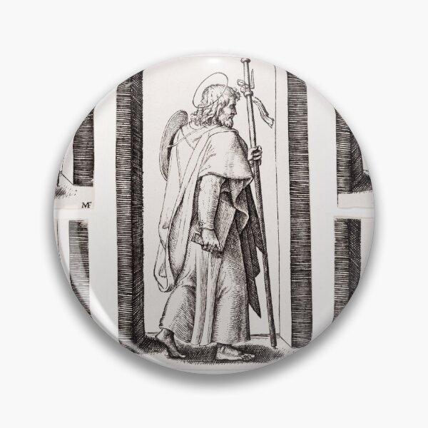 Item preview, Saint James Pilgrim With Staff Engraving designed and sold by artofuniverse.
