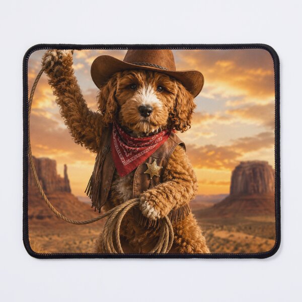 Item preview, Cockapoo Cowboy with Lasso at Sunset designed and sold by Paul Thompson Photography.