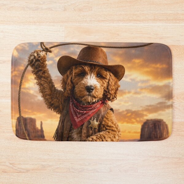 Item preview, Cockapoo Cowboy with Lasso at Sunset designed and sold by Paul Thompson Photography.