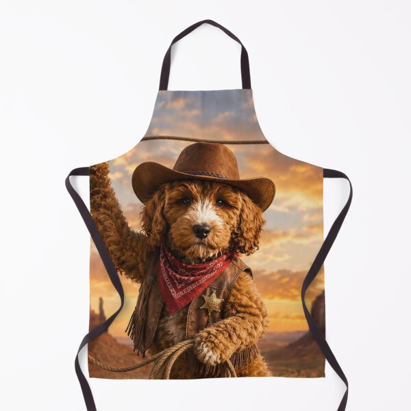 Artikelvorschau, Cockapoo-Cowboy mit Lasso bei Sonnenuntergang entworfen und verkauft von Paul Thompson Photography.