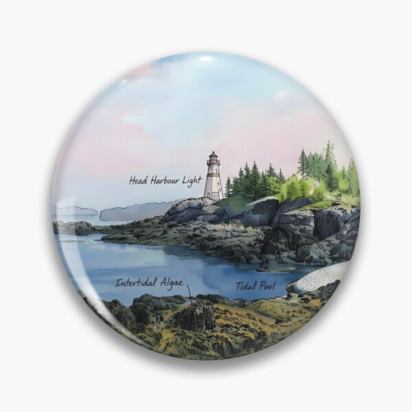 Item preview, Head Harbour Lightstation, Pen & Ink Coastal Landscape designed and sold by Old Barn Studios.