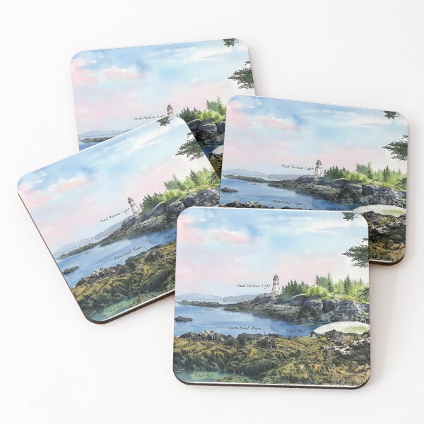 Item preview, Head Harbour Lightstation, Pen & Ink Coastal Landscape designed and sold by Old Barn Studios.