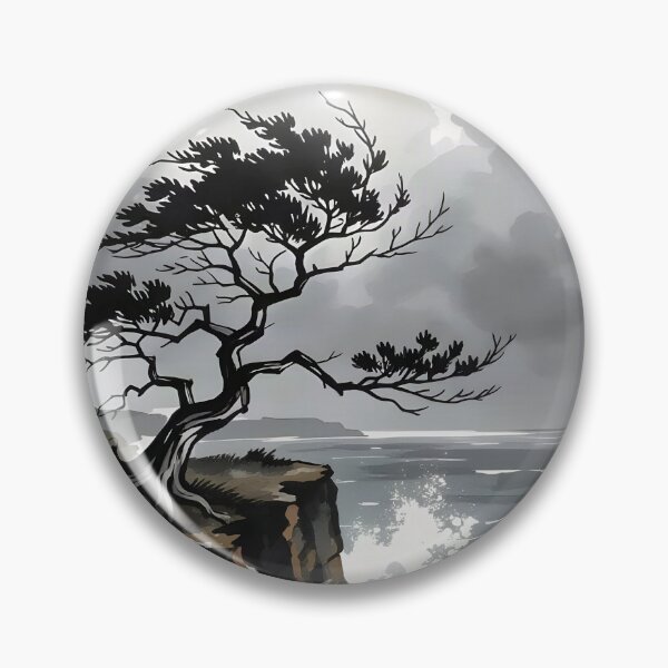 Item preview, A lone, ancient tree standing on a windswept cliff overlooking a stormy sea. designed and sold by Ponted.