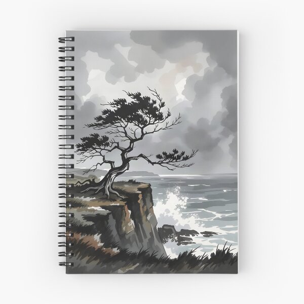 Item preview, A lone, ancient tree standing on a windswept cliff overlooking a stormy sea. designed and sold by Ponted.