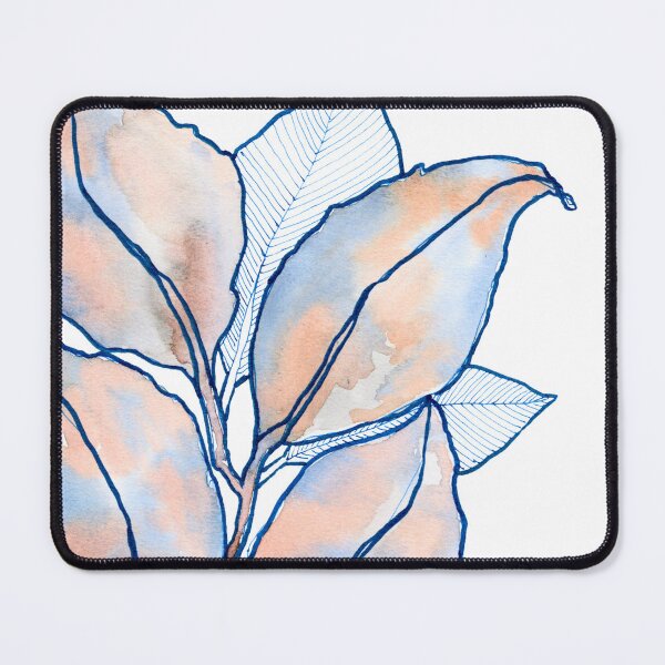 Item preview, Blue Peach Botanical Leaves: Watercolour Line Art designed and sold by ArithraStudio.